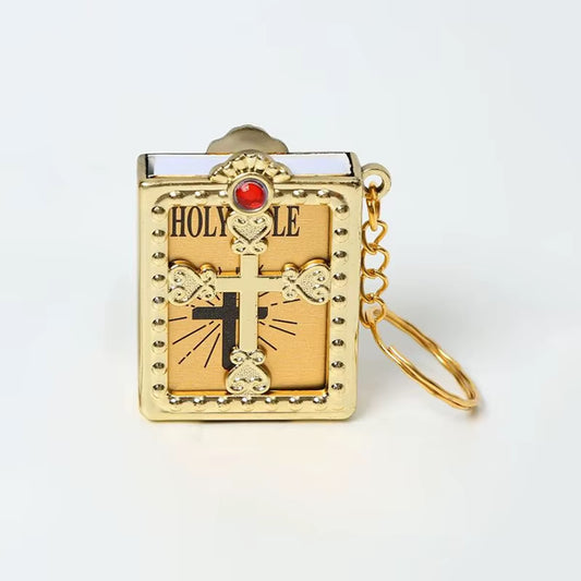 Fashion Holy Bible Keychain Mini Christian English Book Key Ring for Gift