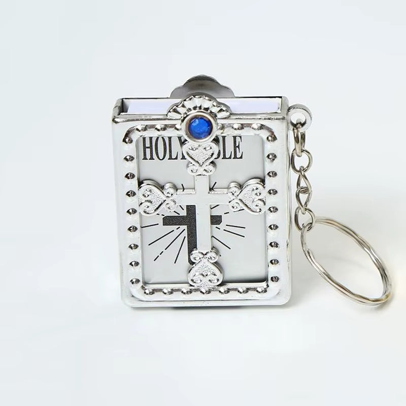 Fashion Holy Bible Keychain Mini Christian English Book Key Ring for Gift